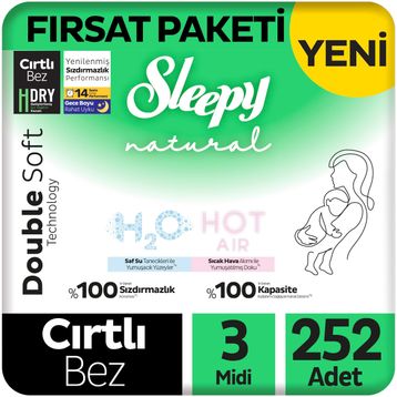 Sleepy Natural Double Soft No:3 Midi 252 Adet Bebek Bezi