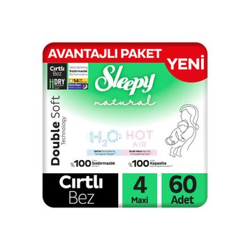 Sleepy Natural Double Soft No:4 Maxi 60 Adet Bebek Bezi
