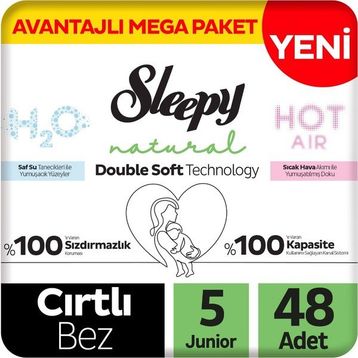 Sleepy Natural Double Soft No:5 Junior 48 Adet Bebek Bezi
