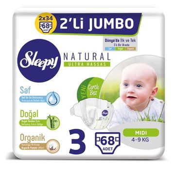 Sleepy Natural No:3 Midi 68 Adet Bebek Bezi