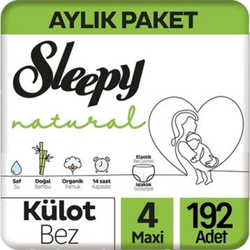 Sleepy Natural No:4 Maxi 192 Adet Külot Bebek Bezi