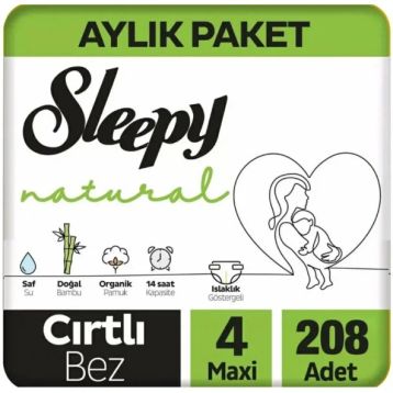 Sleepy Natural No:4 Maxi 208 Adet Bebek Bezi