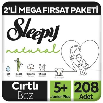 Sleepy Natural No:5+ Junior Plus 208 Adet Bebek Bezi