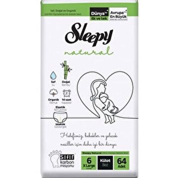 Sleepy Natural No:6 XLarge 64 Adet Külot Bebek Bezi