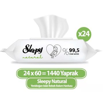 Sleepy Natural Yenidoğan 60x24 1440 Yaprak Islak Havlu Mendil