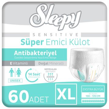 Sleepy Sensitive Antibakteriyel XLarge 2x30 Adet Emici Külot