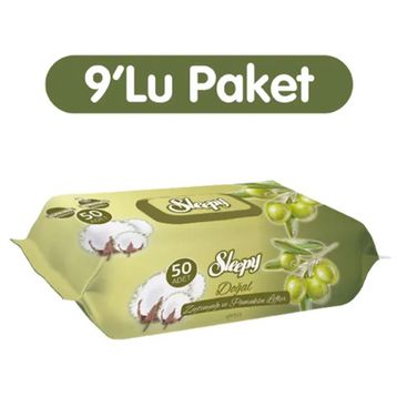 Sleepy Zeytinyağı ve Pamuksu Lifler 50x9'lu 450 Yaprak Islak Havlu