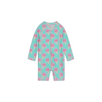 Slipstop SM2671001302 Yummy Long Sleeve Desenli Turkuaz Pembe Kız Çocuk Mayo