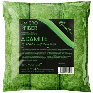 SmartBee 3'lü 40x40 cm 265 GSM Yeşil Mikrofiber Oto Temizlik Bezi