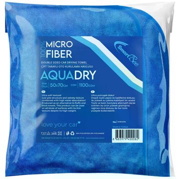 SmartBee Aquadry Çift Taraflı 50x70 cm 1100GSM - Mavi Oto Kurulama Havlusu