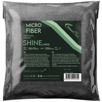SmartBee SHINE 50x70 cm 300GSM Gri Mikrofiber Kalın Oto Cam Bezi