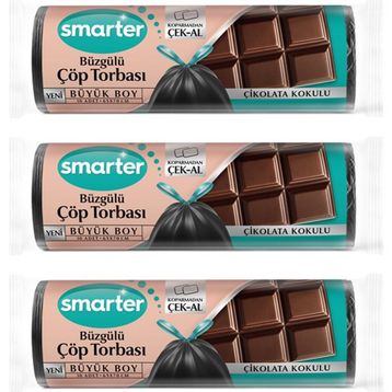 Smarter 3'lü Çikolata Kokulu Büzgülü Büyük Boy Çöp Torbası