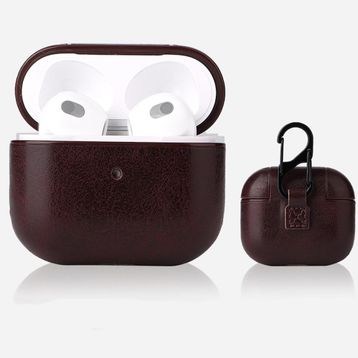 Smcase Apple Airpods 3. Nesil Kancali Suni Deri Silikon SF9 Kılıf