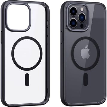 Smcase iPhone 12 Pro Manyetik Wiriless Destekli Krom Silikon Siyah Cep Telefonu Kılıfı