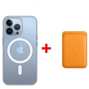 Smcase iPhone 13 Pro Manyetik Kristal Wiriless Destekli Sert Kapak Silikon Manyetik Kartlıklı Yeşil Cep Telefonu Kılıfı