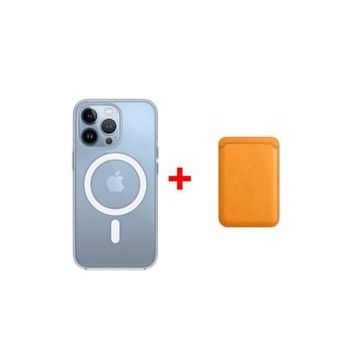 Smcase iPhone 13 Pro Manyetik Kristal Wiriless Destekli Sert Kapak Silikon Manyetik Kartlıklı Yeşil Cep Telefonu Kılıfı