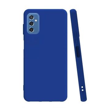 Smcase Samsung Galaxy M52 5G Mat Biye Silikon Tam Kapatan Lacivert Cep Telefonu Kılıfı