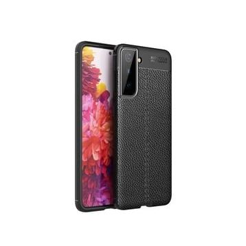 Smcase Samsung Galaxy S21 5G Deri Dokulu Niss Silikon Tam Kapatan Siyah Cep Telefonu Kılıfı