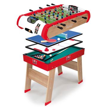 Smoby Powerplay 4 ü1 Arada 640002 Langırt-Bilardo-Masa Tenisi-Hokey Oyun Masası Seti
