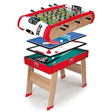 Smoby Powerplay 4 ü1 Arada 640002 Langırt-Bilardo-Masa Tenisi-Hokey Oyun Masası Seti