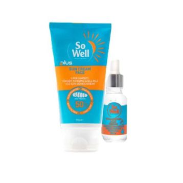 So Well Leke Karşıtı Yüz İçin SPF50+ Plus 75 ml Güneş Kremi +20 ml Hyaluronic Serum