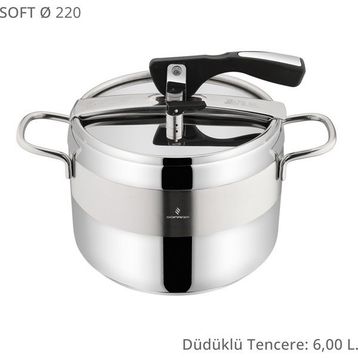 Sofram Soft 6 L Klasik Gümüş Düdüklü Tencere