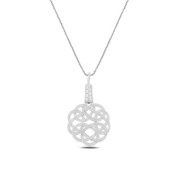 Söğütlü Silver Beyaz Kazaziye Aşk Düğümü Gümüş Kolye