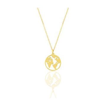 Söğütlü Silver Gümüş Altın Yaldızlı Dünya Haritası Kolye