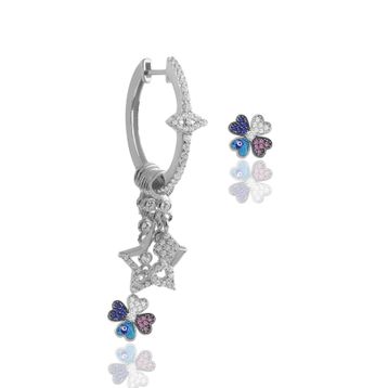 Söğütlü Silver Gümüş Rodyumlu Mineli Yonca Küpe