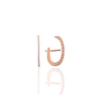 Söğütlü Silver Gümüş Rodyumlu Zirkon Taşlı Style J Modeli Küpe