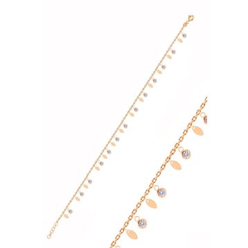 Söğütlü Silver Gümüş Rose Zirkon Taşlı Mekik Pullu Halhal