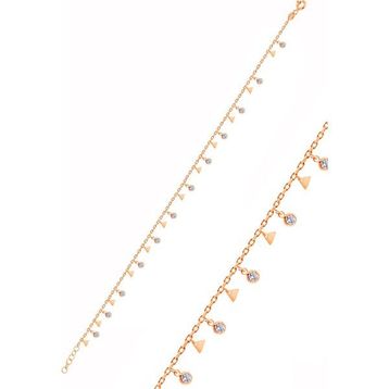 Söğütlü Silver Gümüş Rose Zirkon Taşlı Üçgen Pullu Halhal