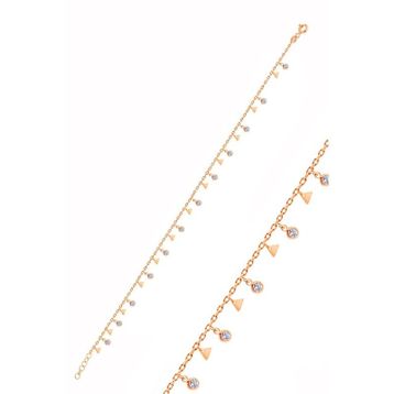 Söğütlü Silver Gümüş Rose Zirkon Taşlı Üçgen Pullu Halhal
