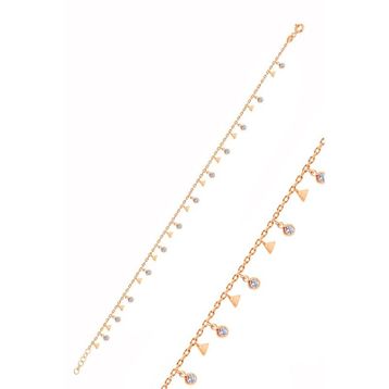 Söğütlü Silver Gümüş Rose Zirkon Taşlı Üçgen Pullu Halhal