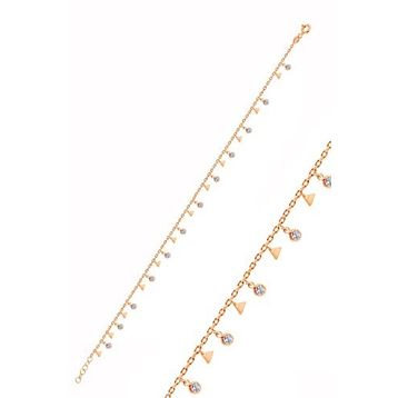 Söğütlü Silver Gümüş Rose Zirkon Taşlı Üçgen Pullu Halhal