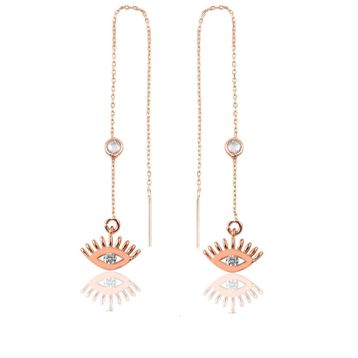 Söğütlü Silver Gümüş Taşlı Zincirli Kirpi Göz Modeli Gümüş Küpe