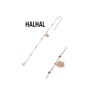 Söğütlü Silver Gümüş Yonca ve Zirkon Taşlı Toplu Zincir Halhal