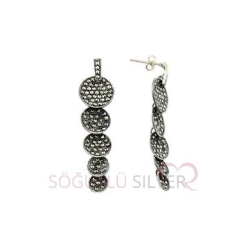 Söğütlü Silver Markazit Taşlı Gümüş Küpe
