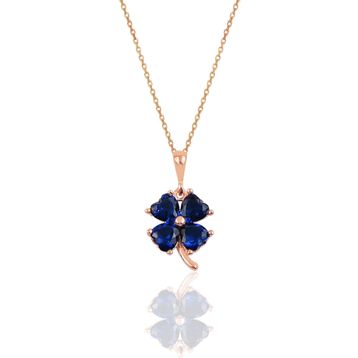 Söğütlü Silver SGTL10088 Safir Yonca Gümüş Kolye