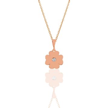 Söğütlü Silver SGTL10138ROSE Tek Taş Gümüş Kolye