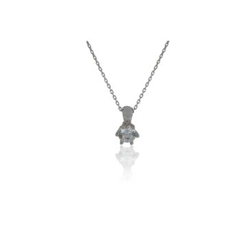 Söğütlü Silver SGTL10294 Gümüş Rodyumlu Star Kesim Tek Taş Kolye