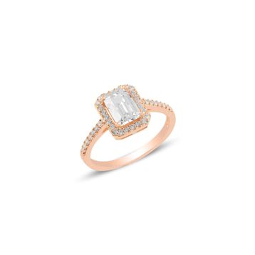 Söğütlü Silver SGTL10675 Gümüş Rose Pırlanta Montürlü Baget Taşlı Yüzük