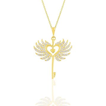 Söğütlü Silver SGTL10679GOLD Altın Yaldızlı Zirkon Taşlı Kayan Yıldız Kadın Gümüş Kolye