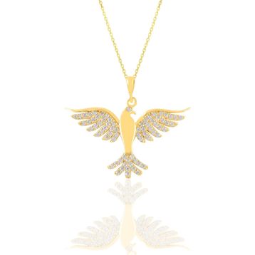 Söğütlü Silver SGTL10679GOLD Altın Yaldızlı Zirkon Taşlı Kayan Yıldız Kadın Gümüş Kolye