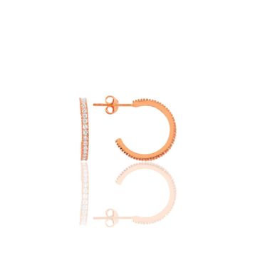 Söğütlü Silver SGTL10695ROSE Rose Zirkon Taşlı 19 mm Tamtur Halka Gümüş Küpe