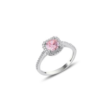 Söğütlü Silver SGTL10764 Gümüş Rodyumlu Pembe Taşlı Kare Yüzük