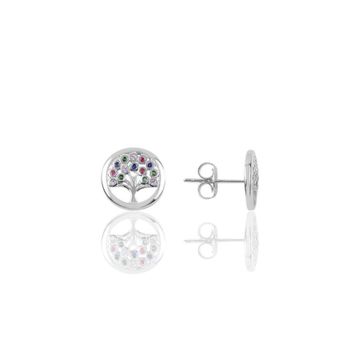Söğütlü Silver SGTL10786 Renkli Taşlı Hayat Ağaçı Modeli Gümüş Küpe