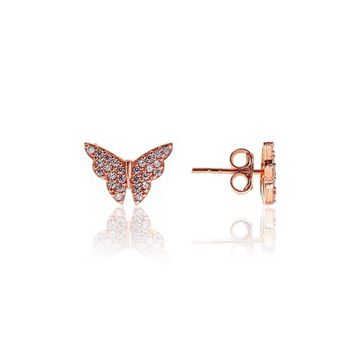 Söğütlü Silver SGTL10803 Rose Zirkon Taşlı Kelebek Gümüş Küpe