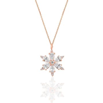 Söğütlü Silver SGTL10898 Gümüş Rose Zirkon Taşlı Kar Tanesi Kolye