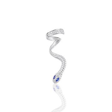 Söğütlü Silver SGTL10971 Rodyumlu Safir ve Zirkon Taşlı Kıkırdak Yılan Gümüş Küpe